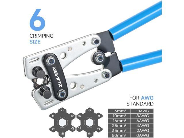 Professional Battery Cable Crimping Tool Set - 8-1/0 AWG Lug Crimper with 60 Tinned Heavy Duty Copper Terminals and 60 Heat Shrink Tubing