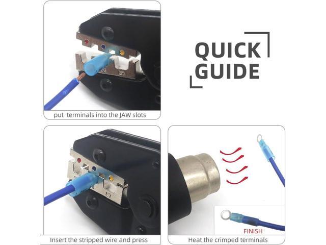 Crimping Tool For Heat Shrink Connectors-AWG 22-10 Ratchet Wire Terminal Crimper-Ratcheting Crimper Tools-Available For Insulated Nylon Connectors...