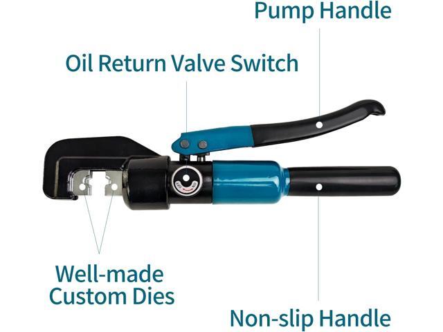 Hydraulic Crimping Tool - 1/8 Wire Rope Crimping Tool with 9 Die Sets (12 AWG to 2/0 AWG) for Battery/Welding Cables & Electrical Wires