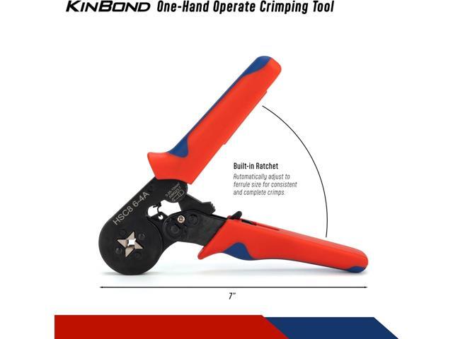 Crimping Tool Kit, Self-Adjustable Wire Ferrule Crimper, Red and Black, AWG23-7, 1200 Pieces, 8.5x3.5 Inch Ratchet Pliers for Electrical Terminals