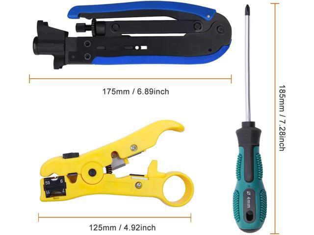 Zhushan Coaxial Compression Tool Kit,Coax Cable Crimper Set with 20 PCS F Compression Connectors, Adjustable RG6 RG59 RG11 75-5 75-7 Coaxial Cable...