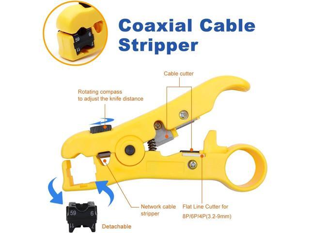 Zhushan Coaxial Compression Tool Kit,Coax Cable Crimper Set with 20 PCS F Compression Connectors, Adjustable RG6 RG59 RG11 75-5 75-7 Coaxial Cable...