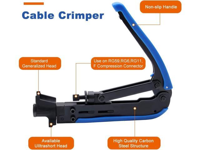 Zhushan Coaxial Compression Tool Kit,Coax Cable Crimper Set with 20 PCS F Compression Connectors, Adjustable RG6 RG59 RG11 75-5 75-7 Coaxial Cable...