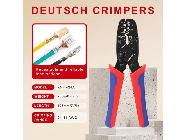 Knoweasy Crimp Tool Kit for Deutsch DT Connectors: Close Barrel and Open Barrel Crimper, Deutsch Removal Extraction Tool, Solid and Stamped...