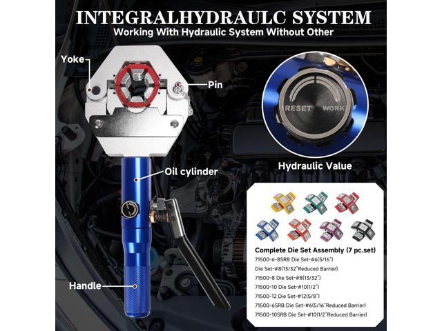Hydraulic Hose Crimper AC Crimping Tool with Snap-On 7 Dies Manual Handheld Hydra-Krimp for AC Hose, Auto A/C Line, Air Conditioning Repair...