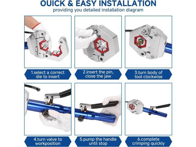 Hydraulic Hose Crimper AC Crimping Tool with Snap-On 7 Dies Manual Handheld Hydra-Krimp for AC Hose, Auto A/C Line, Air Conditioning Repair...