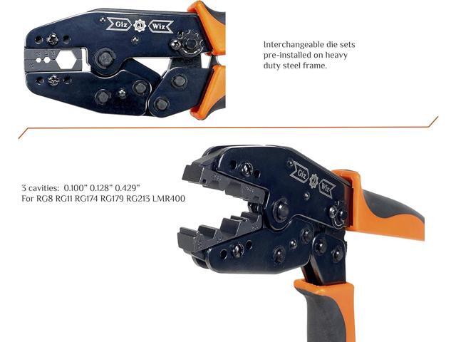 RF Coax Ratchet Crimp Tool For RG8 RG11 RG174 RG179 RG213 LMR400 .100' .128' .429' G-H3K