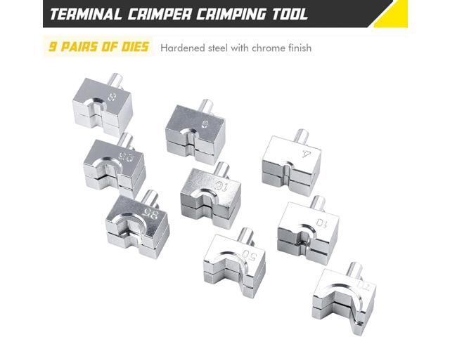 10 Ton Hydraulic Hand Crimper Tool Set for Stainless Steel Cable Railing Fittings, Crimps 1/8' to 3/16', Cable Crimping Tool with 9 Pairs of Dies