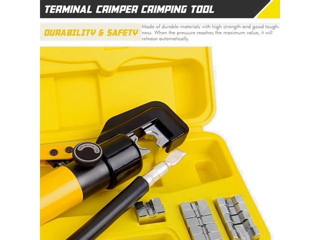 10 Ton Hydraulic Hand Crimper Tool Set for Stainless Steel Cable Railing Fittings, Crimps 1/8' to 3/16', Cable Crimping Tool with 9 Pairs of Dies