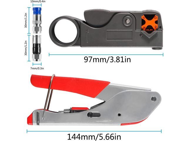 Coax Cable Crimper Kit Tool for RG6 RG59 Coaxial Compression Tool Fitting Wire Stripper with 20pcs F Compression Connectors