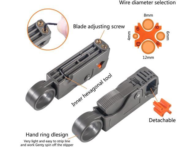 Coax Cable Crimper Kit Tool for RG6 RG59 Coaxial Compression Tool Fitting Wire Stripper with 20pcs F Compression Connectors