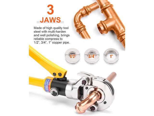 Hydraulic Copper Tube Fittings 1/2, 3/4, 1' Press Crimping Tool Kit Pex Pipe Crimper Pressing Pliers Stainless PEX Press Sleeves for Copper Pipe...