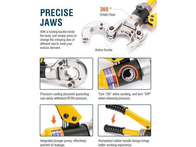 Hydraulic Copper Tube Fittings 1/2, 3/4, 1' Press Crimping Tool Kit Pex Pipe Crimper Pressing Pliers Stainless PEX Press Sleeves for Copper Pipe...