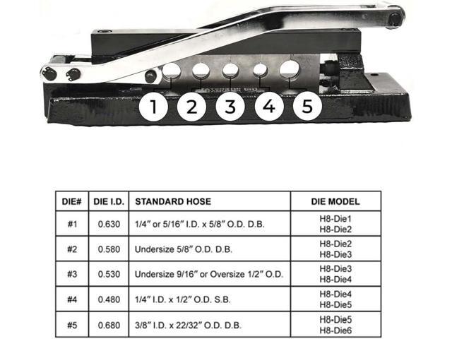 Interstate Pneumatics H8 Heavy Duty Standard Hose Crimper with 5 Dies