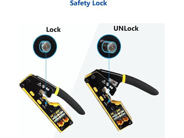 RJ45 Pass Through Crimp Tool Crimper RJ45 Crimping Tool Stripper Cutter All-in-One Cat5 Cat5e Cat6 Cat7 Cat8 Wire Cutter for RJ45 8P Connector...
