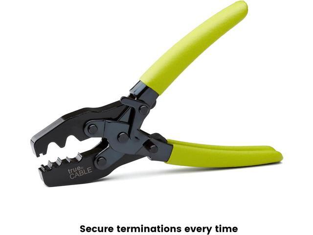 TRUE CABLE External Ground Crimping Tool for Shielded RJ45 Connectors, Dual Crimp Cavities, Carbon Steel, Non-Slip Ergonomic Handle, Terminal...