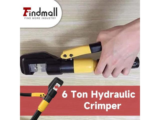 findmall 6 Ton Hydraulic Cable Lug Crimper, 12 AWG to 2/0 AWG Industrial Hydraulic Crimping Tool, Electrical Terminal Cable Wire Tool with 9 Dies...