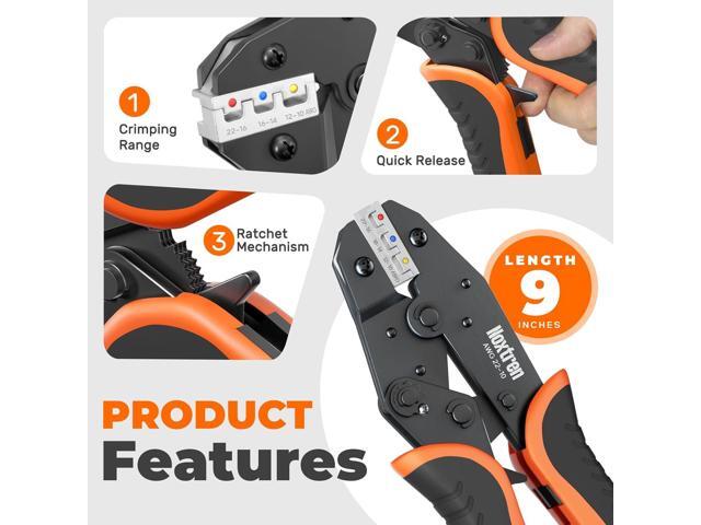 Crimping Tool For Heat Shrink Connectors - AWG 22-10 Ratcheting Wire Crimper Tool - Ratchet Wire Terminal Crimping Pliers - Available For Insulated...