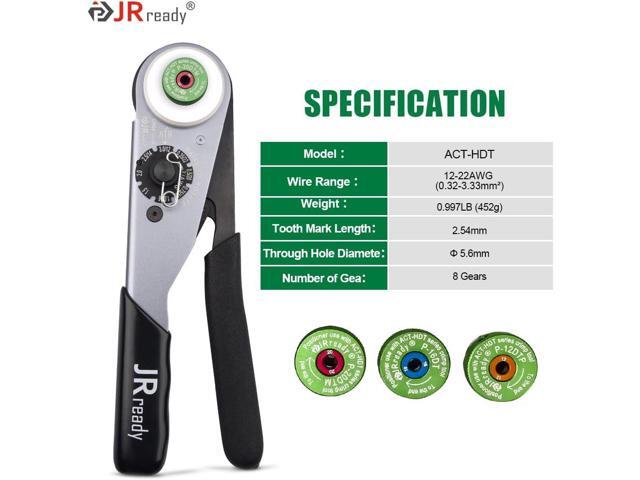 ST2163 Deutsch Crimp KitACT-HDT Solid Contacts Crimp Tool with 3 Positioners and G454 Gauge for Deutsch Size 12 16 20 Turned Pin and Socket...