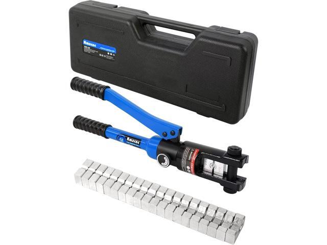 AMZCNC Hydraulic Wire Crimper Battery Lug Terminal Cable Crimping Tool, Crimps 10 AWG to 4/0 AWG, Cable Crimping Tool with 10 Pairs of Dies 12 Ton