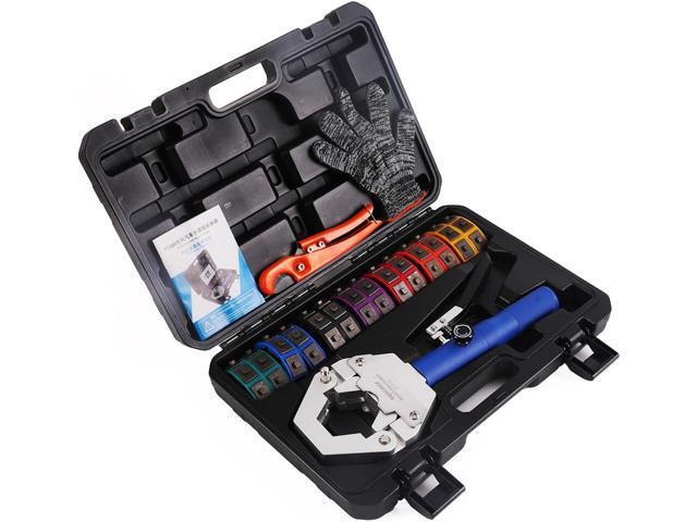 BANCHEE Hydraulic Hose Crimper AC Crimping Tool for Barbed and Beaded Hose Fittings, Air Conditioning Repaire Ac Hose Crimper with 7 Die Set BC-71500