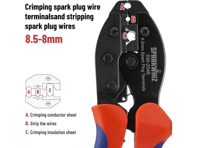 Ratchet Spark Plug Wire Crimping Tool Kit, 180 Degree/90 Degree/Straight Spark Plug Coil Terminals & 24PCS Boots, Ratcheting Wire Crimper Diameter...