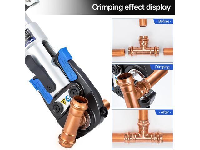 IBOSAD Copper Tube Fittings Hydraulic Pipe Crimping Tool with 1/2 inch,3/4 inch and 1 inch Jaw Copper Pipe Propress Crimpers Pressing Pliers,Suit...