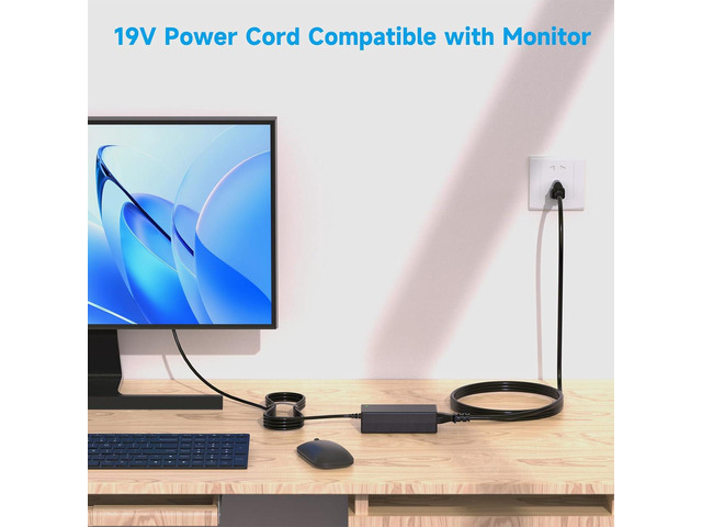 19V Power Cord for Acer Monitor, Acer LCD Monitor H236HL, SA230, G276HL, S230HL, G246HL, G206HQL, S271HL, S240HL, G236HL, S220HQL, S202HL, SB220Q,...