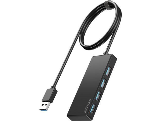 USB Hub, Multiport USB Splitter Adapter, 2 ft Long Cable USB 3.0 Hub, USB Extender for Laptop, PC, iMac, Surface Pro, MacBook, Mac Pro, Flash...
