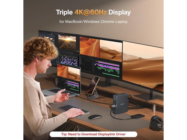 iVANKY 20-in-1 DisplayLink Docking Station 3 Monitor for Window and MacBook Pro/Air, Triple 4K@60Hz Display for M5/M4/M3/M2/M1 MacBook/Windows,...