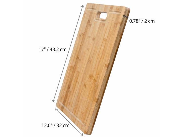 Wood Cutting Board for Kitchen 17x12 inch - Extra Large Bamboo Cutting Board with Juice Groove and Integrated Containers - Butcher Block, Wooden...