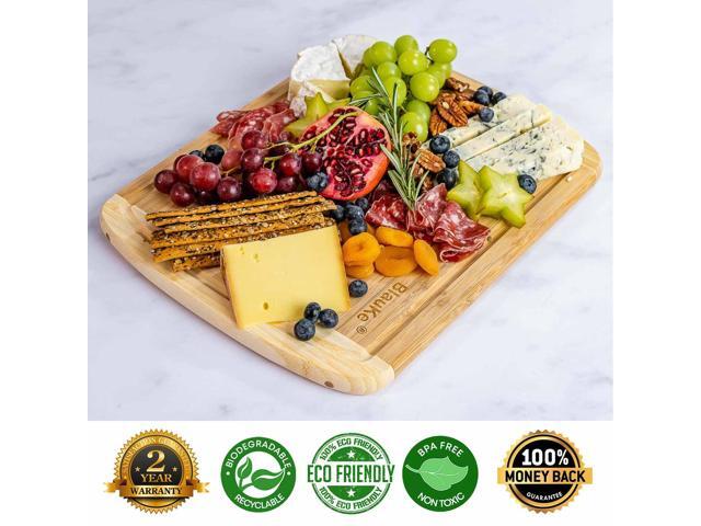 Wood Cutting Board for Kitchen - 14x11' Large Bamboo Cutting Board with Juice Groove - Wooden Chopping Board, Serving Tray, Butcher Block - BlauKe