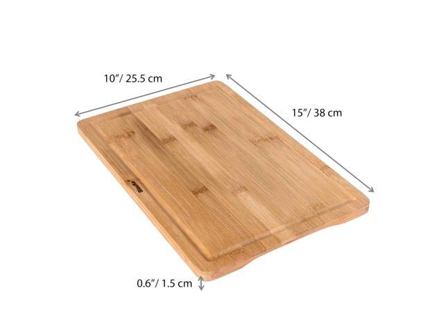 Wood Cutting Board for Kitchen - 15x10' Large Bamboo Cutting Board with Juice Groove and Handles - Wooden Chopping Board, Serving Tray - BlauKe