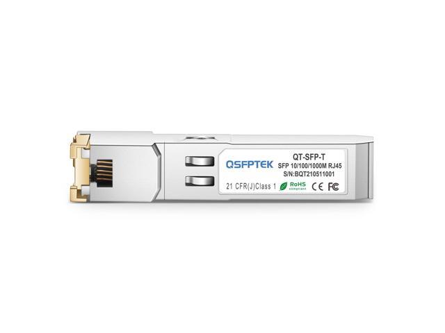 QSFPTEK SFP RJ45 Copper Module Gigabit Transceiver 10/100/1000BASE-T for Cisco GLC-T/GLC-TE/SFP-GE-T, MikroTik, Reach 100m