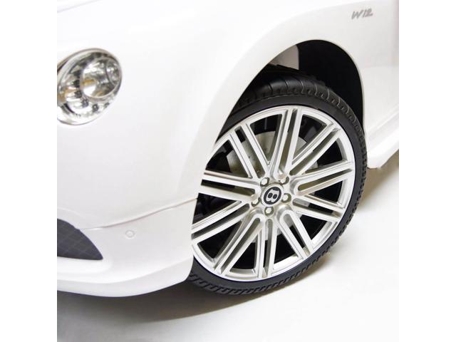 Kids 12 Volt Electric Car R/C Music Lights Car Remote Control Car Licensed Ride On Car Open Trunk White Leather Seat Music Compatible with Bentley
