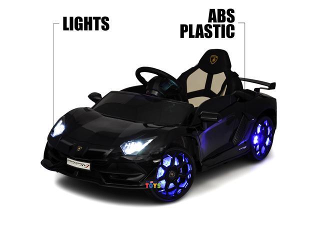 Kids Outdoor Toys 12V Electric Car with RC Ride On Cars with Scissors Doors, Leather Seat, Soft Start, LED Wheels, MP4 Screen, Black, Americas Toys...
