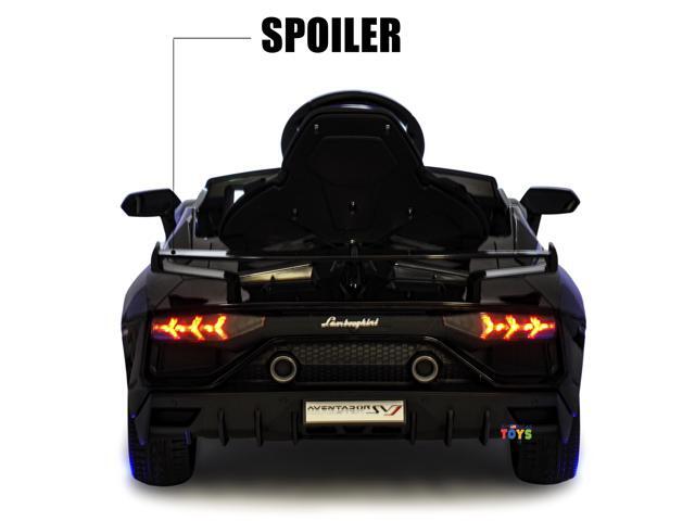 Kids Outdoor Toys 12V Electric Car with RC Ride On Cars with Scissors Doors, Leather Seat, Soft Start, LED Wheels, MP4 Screen, Black, Americas Toys...