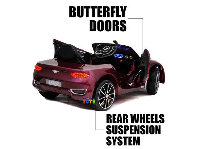 Kids Ride On Toys 12V Electric Car with Remote Control Americas Toys Ride On Car w/ Luxury Interior, Plastic Wheels, Butterfly Doors, Music, LED...