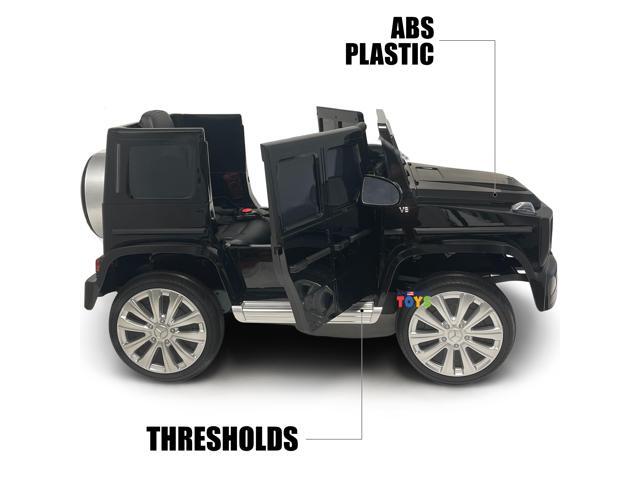 Americas Toys for Kids 12V Electric Car with RC Ride On Truck with Open Doors, Plastic Wheels, Leather Seat, 3 Point Seat Belt, MP3 Music, Black...