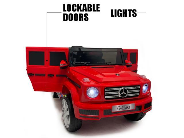 Americas Toys for Kids 12V Electric Car with RC Ride On Truck with Open Doors, Plastic Wheels, Leather Seat, 3 Point Seat Belt, MP3 Music, Red...