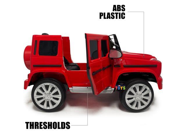 Americas Toys for Kids 12V Electric Car with RC Ride On Truck with Open Doors, Plastic Wheels, Leather Seat, 3 Point Seat Belt, MP3 Music, Red...