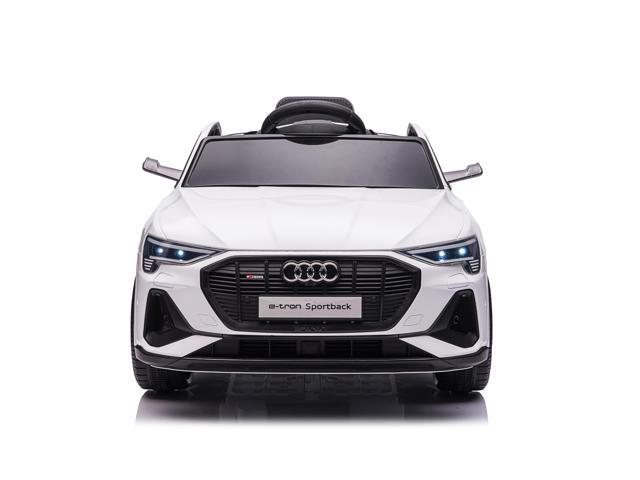 Kids Outdoor Toys 12V Electric Car with RC Ride On Cars with Suspension Wheels, Soft Start, Open Doors, Leather Seat, MP4 Screen, White Americas...