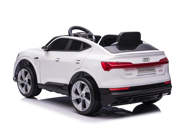 Kids Outdoor Toys 12V Electric Car with RC Ride On Cars with Suspension Wheels, Soft Start, Open Doors, Leather Seat, MP4 Screen, White Americas...
