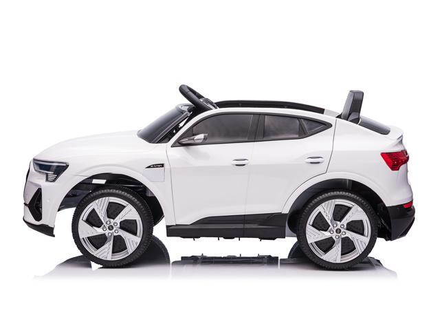 Kids Outdoor Toys 12V Electric Car with RC Ride On Cars with Suspension Wheels, Soft Start, Open Doors, Leather Seat, MP4 Screen, White Americas...