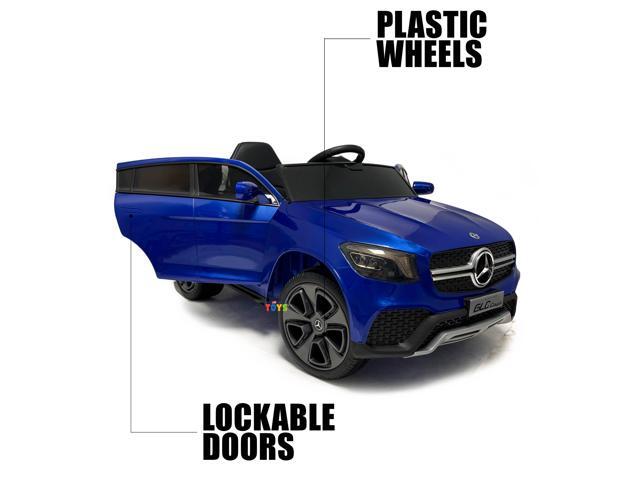 Americas Toys 12V Battery Ride On Car with RC Electric Car for Kids, Open Doors, Castor Wheels, Pull Handle, Leather Seat, MP4 Music, Blue Touch...