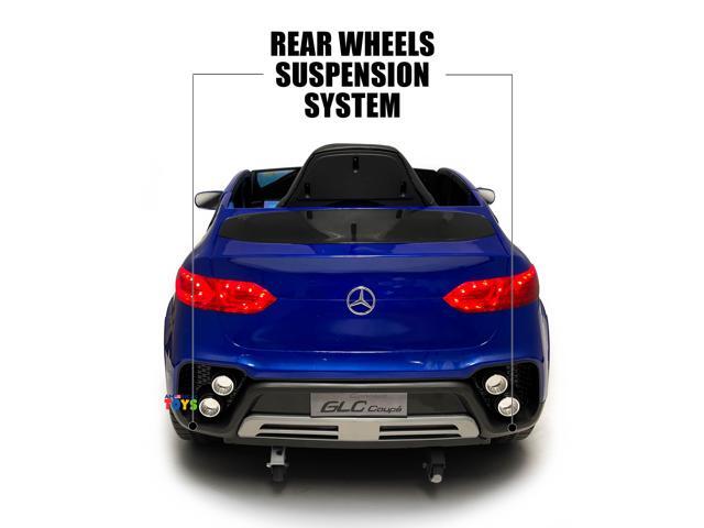 Americas Toys 12V Battery Ride On Car with RC Electric Car for Kids, Open Doors, Castor Wheels, Pull Handle, Leather Seat, MP4 Music, Blue Touch...