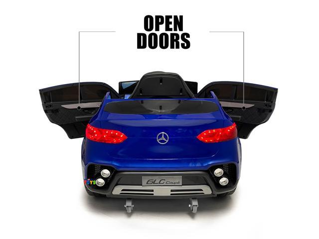 Americas Toys 12V Battery Ride On Car with RC Electric Car for Kids, Open Doors, Castor Wheels, Pull Handle, Leather Seat, MP4 Music, Blue Touch...