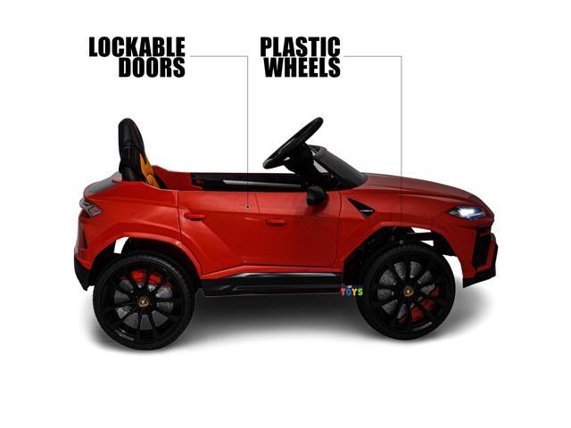 Electric Ride On Car with RC 12V Kids Battery Powered Ride On Toys with Spoked wheel, Open Doors, Leather 1 Seat, MP4 Screen, Music, Horn, Red...