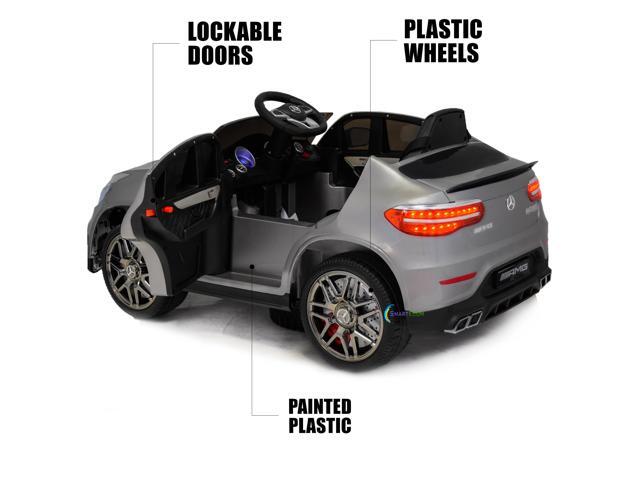 Ride On Toys - Electric 12V Battery Powered RC Car - Kids Ride On Car with Plastic Wheels, Open Doors, Leather Seat, MP3, Education, Stories and...