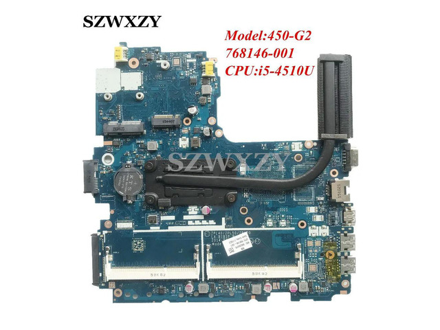 For 450 G2 Laptop Motherboard with CPU i5-4210U 768146-601 768146-501 768146-001 LA-B181P W/ heatsink